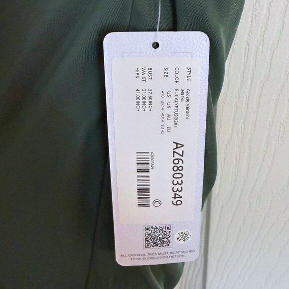NWT Azazie Verami Eucalyptus Bridesmaid Dress Cocktail Gown Wedding Guest Summer - Picture 6 of 7